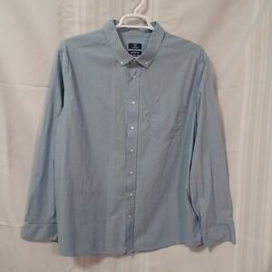 George Button Down Shirt Mens 3XL Blue Classic‎ Fit Long Sleeve Cotton Stretch